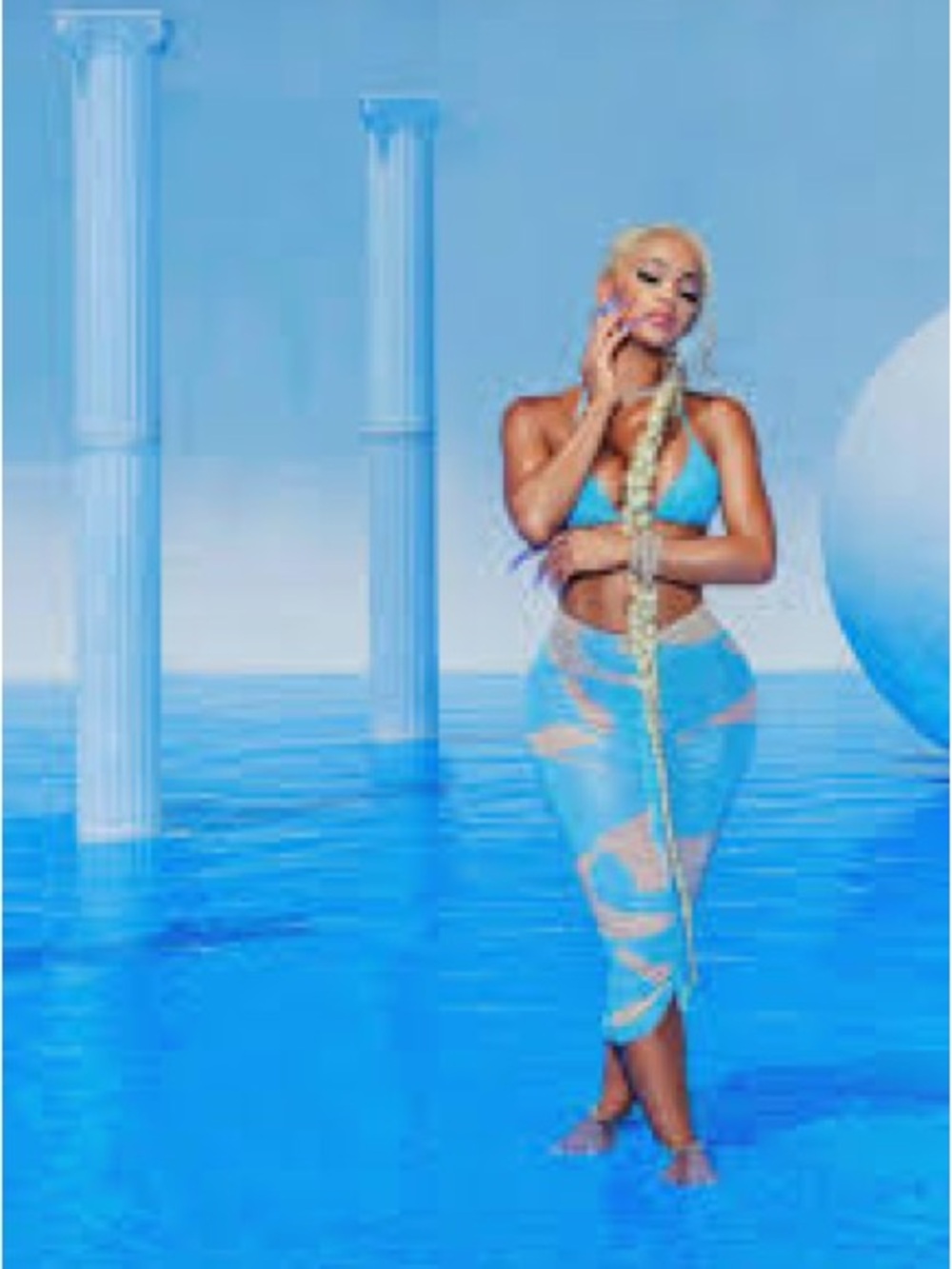 Matte Collection x Saweetie Light Blue Bikini and Coverup Skirt!